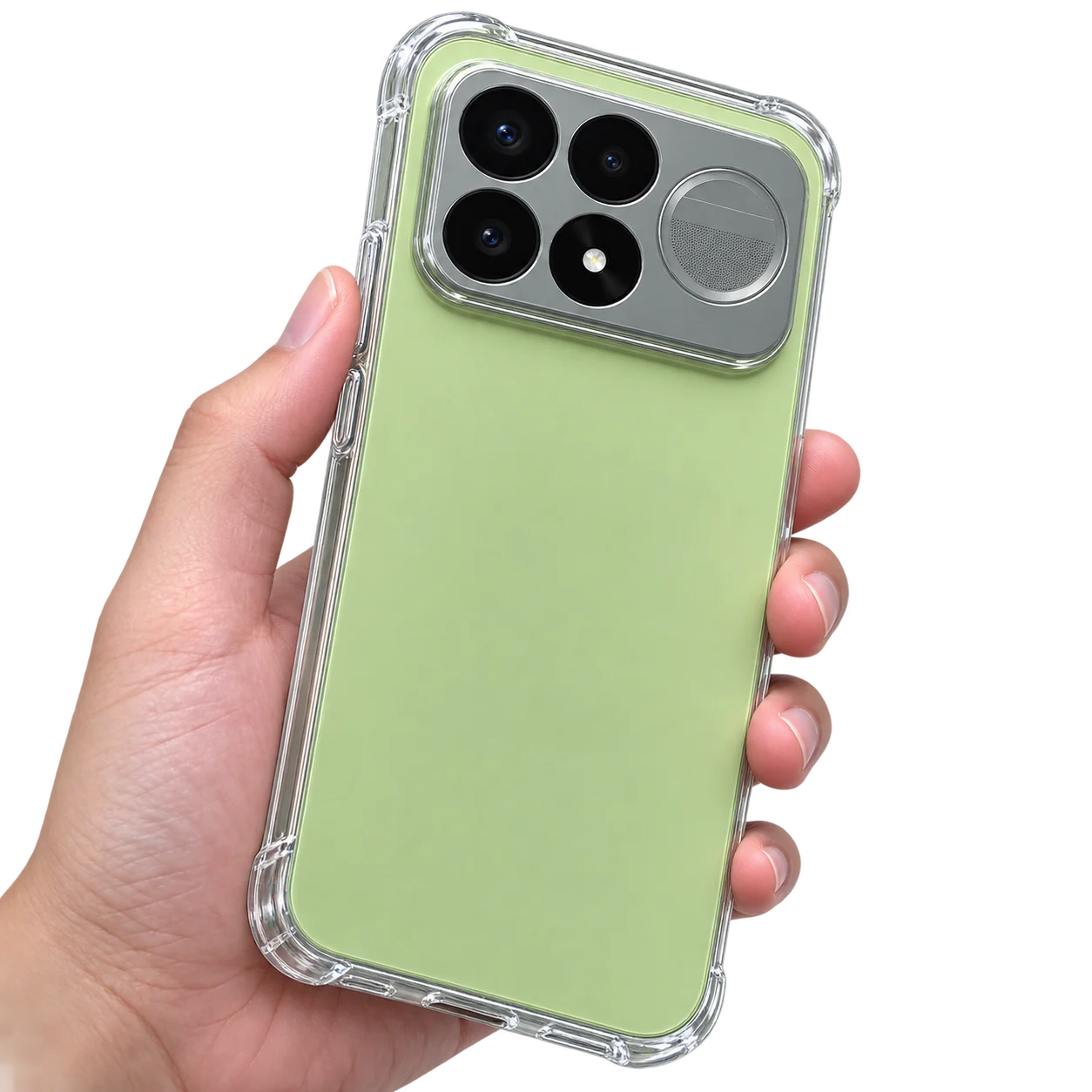 Fresh Lime Green Smartphone with Quad-Camera Style & Protective Case